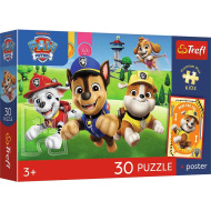 Tlapková patrola 30-dielne prémiové puzzle pre deti s plagátom - Trefl