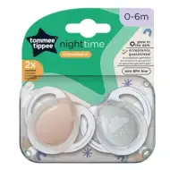 Tommee Tippee: Nočná sada 2 ks ortodontických cumlíkov so svietiacim efektom v rôznych variantoch (0-6 mesiacov)