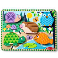 Touch &amp; Feel Lesné zvieratá drevené hmatové puzzle - Melissa &amp; Doug