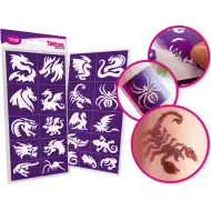 TyToo: Sada šablón na trblietavé tetovanie s motívmi drakov a jašteríc, 21 ks