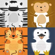 Veselá zvieracia papierová servítka set – 2-vrstvová, 33x33 cm, 20 ks