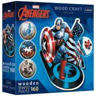 Wood Craft: Marvel - Kapitán Amerika 160 kusový prémiový drevený puzzle - Trefl