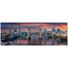 Západ slnka na Temži HQC 1000-dielna panoramatická puzzle s plagátom - Clementoni obrázok 2
