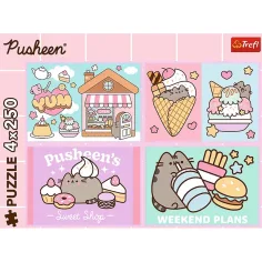 Zoznámte sa s mačkou Pusheen 4×250-dielne puzzle - Trefl obrázok 2