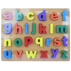 ABC farebné drevené malé písmenkové puzzle 30x22cm