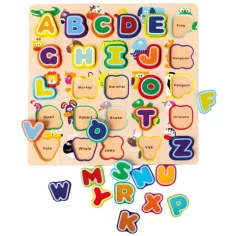 Anglický ABC drevená vkladačka so zvieratami obrázok 2