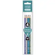 Ars Una: Trojhranná strieborná bodkovaná grafitová ceruzka HB 4ks/bal.