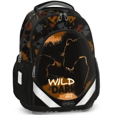 Ars Una: Wild in the dark školská taška s motívom leva, anatomický batoh 33×42×21 cm