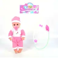 Bábika v ružovom oblečení a so stetoskopom 31cm