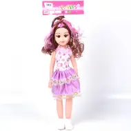 Bábika v sukni so srdiečkovým vzorom a melírovaným účesom 46cm