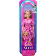 Barbie: Fashionista Štýlová módna bábika kamarátka v ružových šatách s paisley vzorom – Mattel