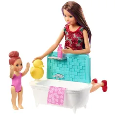 Barbie: Skipper kúpeľný bábika opatrovateľský herný set - Mattel obrázok 2