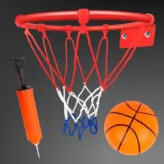 Basketbalový set s prsteňom, farebnou sieťou, loptou a pumpou 24cm obrázok 3