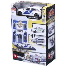 Bburago city - Audi A6 policajné auto a policajná stanica 1 /43