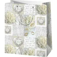 Biela svadobná darčeková taška  26x13x32cm