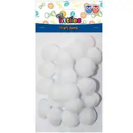 Biele pompony set 25mm 25ks
