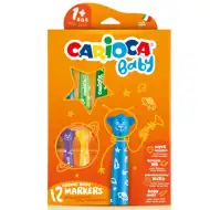 Carioca: Farebné vymývateľné macíkové fixky pre najmenších 12- kusov