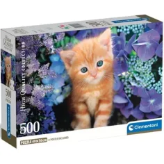 Červená mačka medzi kvetmi 500ks HQC kompaktný puzzle - Clementoni obrázok 1