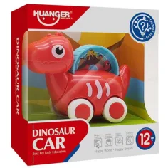 Červené dinosaurové autíčko s pohyblivým obrázkom 10,5cm