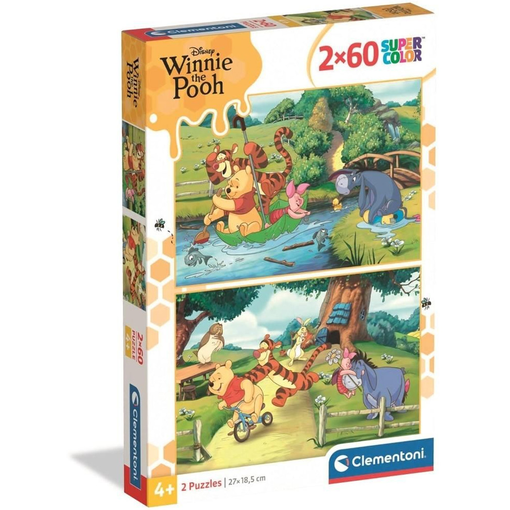 Dobrodružstvá Medvedíka Pú 2x60ks Supercolor puzzle - Clementoni