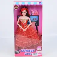 Comely Girl 28cm módna bábika v červených večerných šatách s príslušenstvom