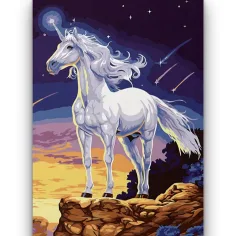 Diamantové puzzle: Snehulienka jednorožec diamantový maliarsky set 10x15cm