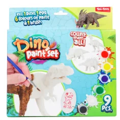 Dino Paint Set: Maľovateľná figura dinosaura s farbami a štetcom 9-dielna sada obrázok 2