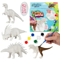 Dino Paint Set: Maľovateľná figura dinosaura s farbami a štetcom 9-dielna sada obrázok 1