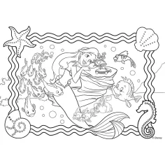 Disney Ariel 2 v 1, maxi puzzle s 60 dielikmi a omaľovánka 70x50 cm - Lisciani obrázok 2