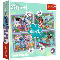 Disney Lilo&Stitch šialený deň 4 v 1 puzzle set - Trefl
