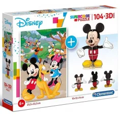 Disney: Mickey myš 104 ks puzzle + 3D Mickey model - Clementoni
