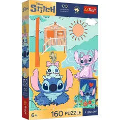 Disney Stitch na pláži 160-dielny UFT puzzle s plagátom - Trefl