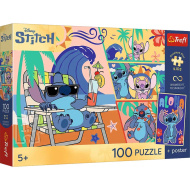 Disney Stitch Plážové dni 100-dielne UFT puzzle s plagátom - Trefl