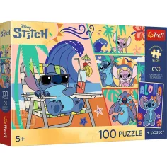 Disney Stitch Plážové dni 100ks UFT puzzle s plagátom - Trefl