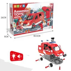 DIY Urob si sám! Hasičské auto so svetelnými a zvukovými efektmi 63 dielny set obrázok 2