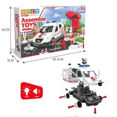 DIY Urob si sám! záchranné vozidlo so svetelnými a zvukovými efektmi 63 dielny set obrázok 2