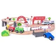 Drevená koľajnica s lokomotívou 60 dielny set - Woodyland