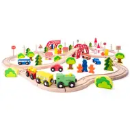 Drevená železničná dráha s mostom a stanicou - Woodyland