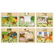 Drevené puzzle Domáce zvieratko s mláďatkom