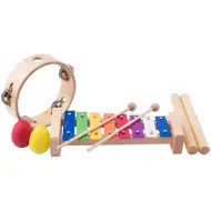 Drevený set hudobných nástrojov 4 ks