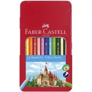 Faber-Castell: Farebné ceruzky, 12 kusová sada v kovovom zásobníku
