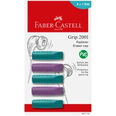 Faber-Castell: GRIP 5-dielna sada gumových zmazávačov v fialovej a modrej farbe