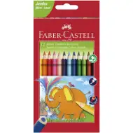 Faber-Castell: Jumbo 12 dielny set trojhranných farebných ceruziek a strúhadlo