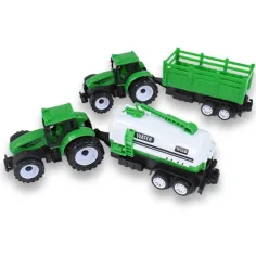 Farm Truck: Dvojdielny zelený set, traktor s prívesom obrázok 5