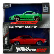Fast &amp; Furious Legacy Series – Dom Chevrolet Chevelle SS a Porsche 911 GT3 (997) kovový model auta set - Jada Toys