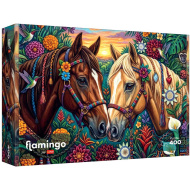 Flamingo by puzzle Kone zdobené kvetmi 400-dielne puzzle - Trefl