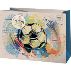 Zelená tráva futbalová lopta vzor prémiová veľká darčeková taška 26x13x33cm
