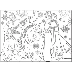 Frozen Zábava a hudba 2 v 1 60-dielne maxi puzzle a omaľovánka 70x50 cm – Lisciani obrázok 2