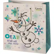 Green Grass Frozen Olaf, premium vianočná darčeková taška strednej veľkosti 18x10x23cm