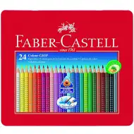 Trojhranné farebné ceruzky v kovovom boxe 24 ks - Faber- Castell